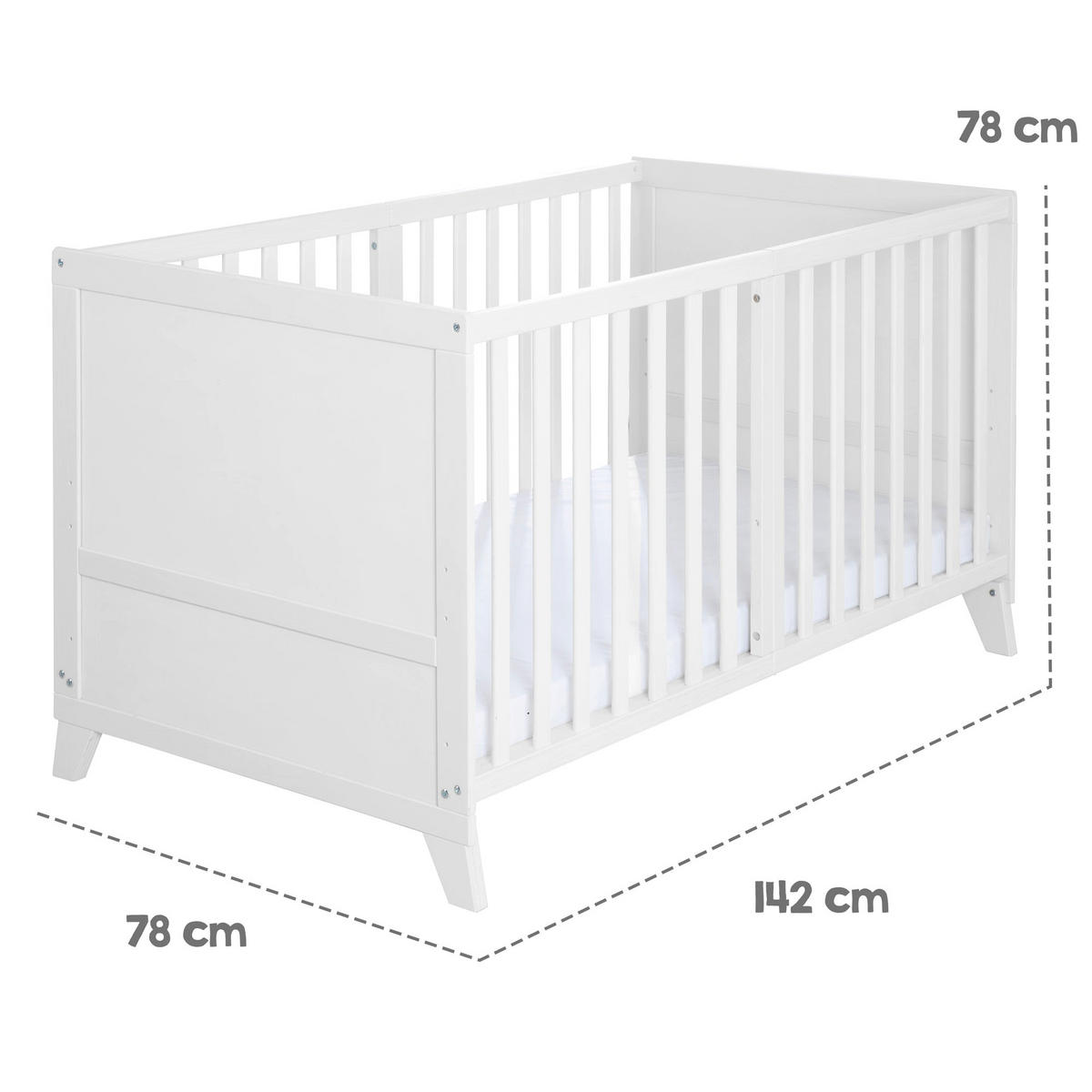 BABYBETT Savanna Friends 70 x 140 cm - Beige/Weiß, Holz/Holzwerkstoff (70/140cm) - Roba