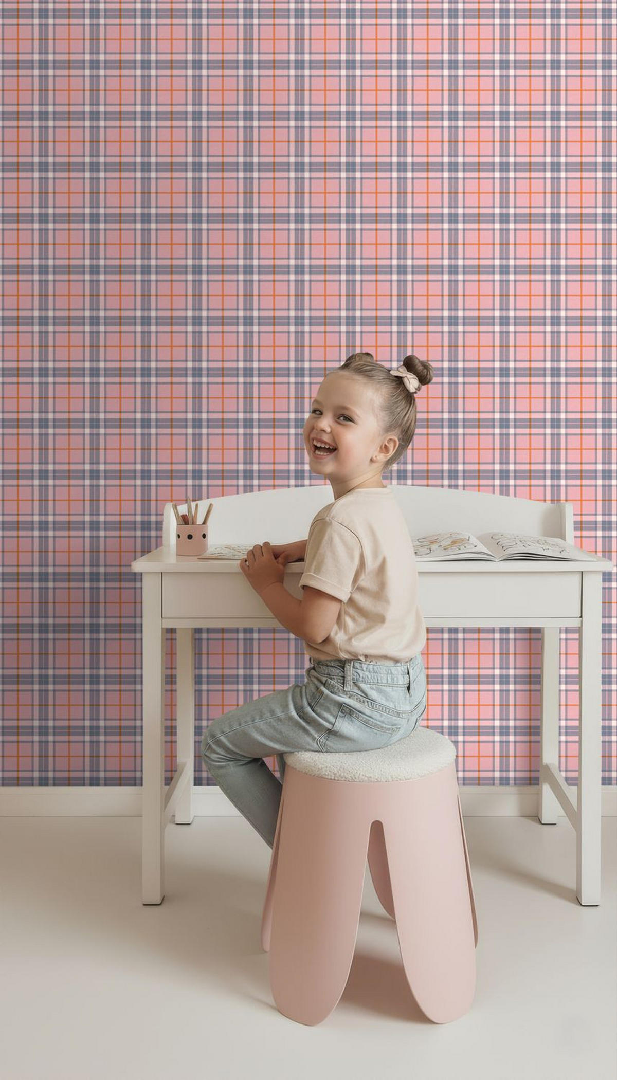 TAPETE Karomuster 50 x 900 cm - Pink, Papier (50/0.1cm) - ESTAhome