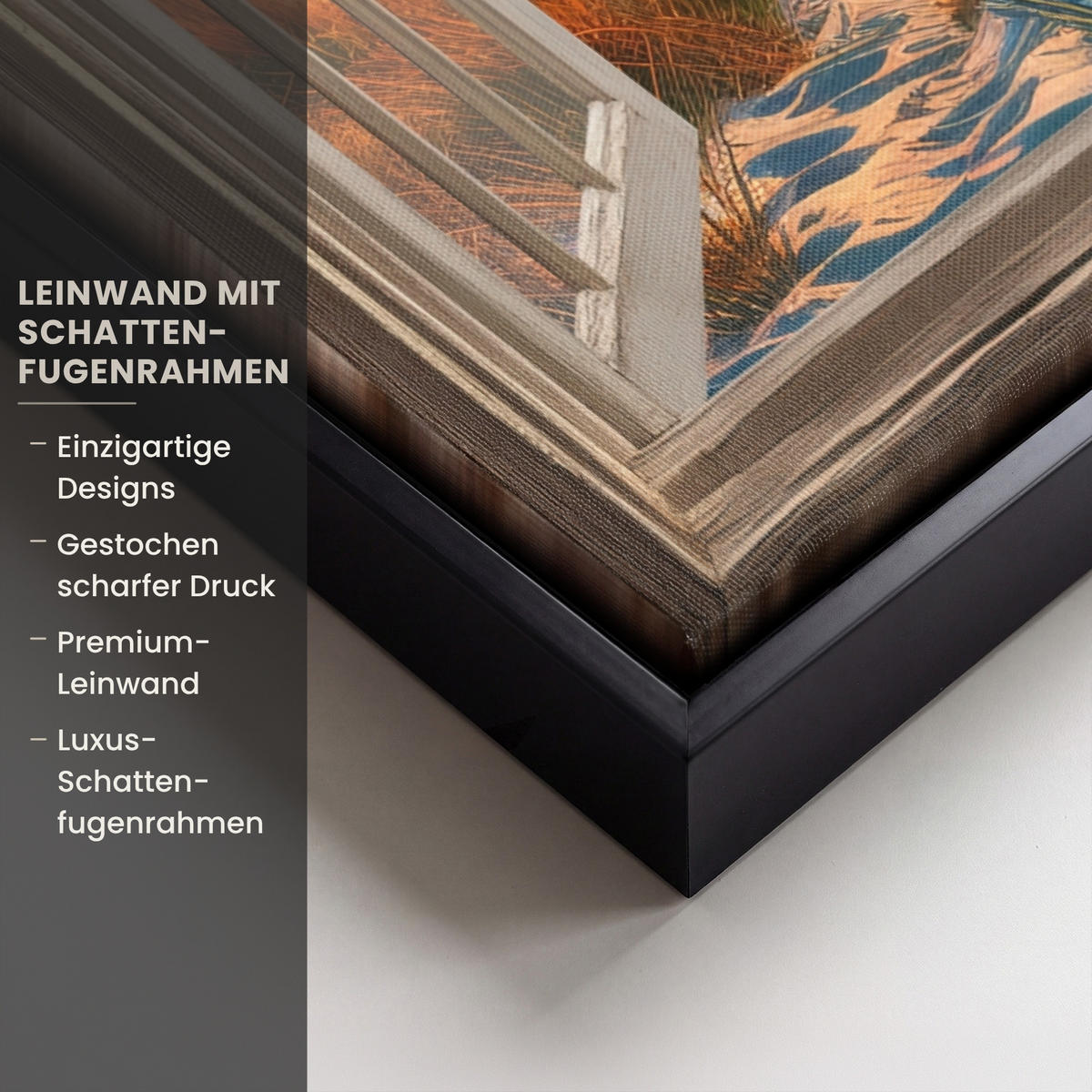 LEINWAND Bilder mit Rahmen - Aussicht - Fenster - Leuchtturm - Sonnenuntergang - Strand - 50x70 - Dunkelorange, Textil (50/70cm) - MuchoWow
