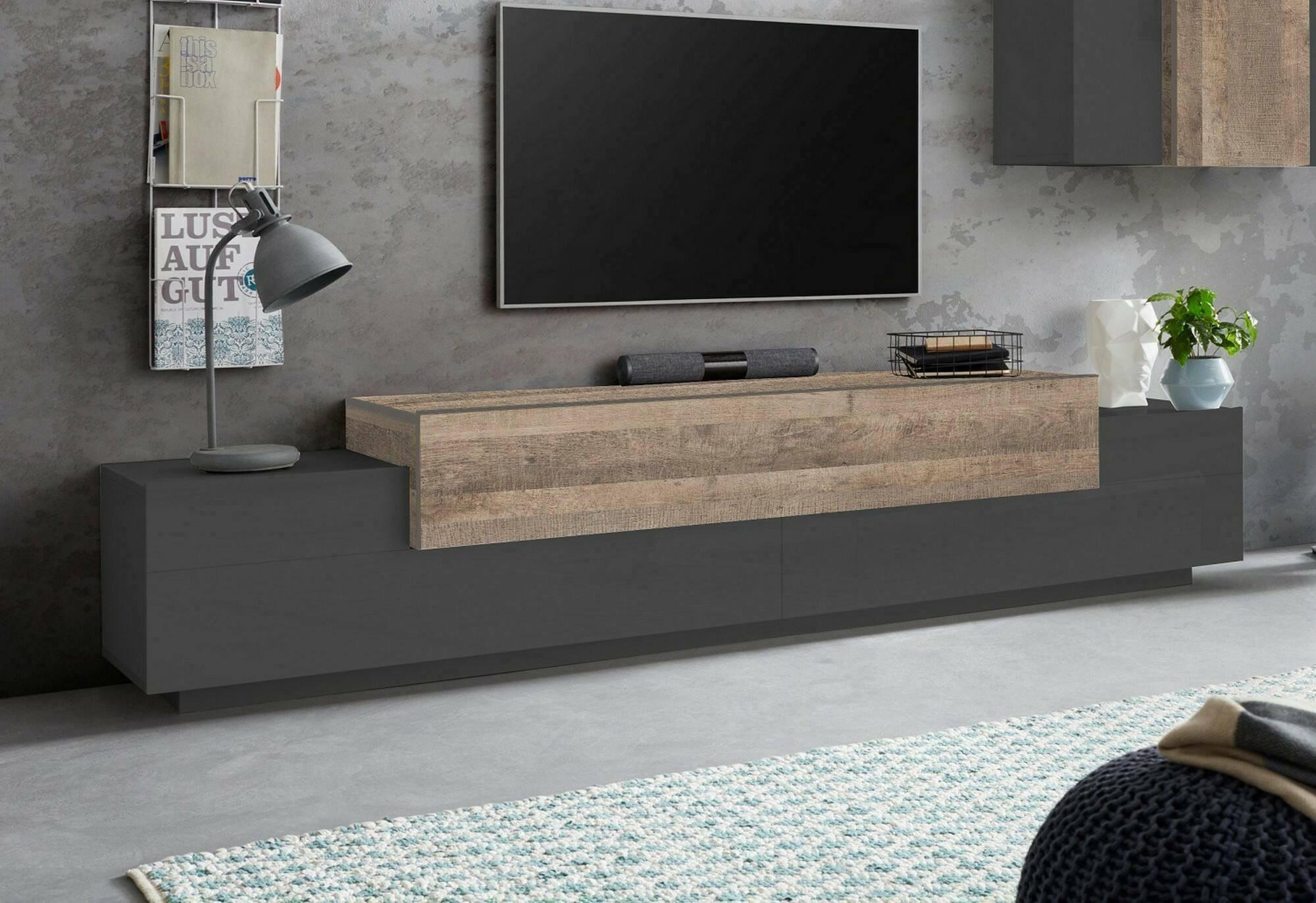 FERNSEHSCHRANK Anthrazit, Ahorn 45/240/52 cm - Schwarz, Holzwerkstoff (240/52/45cm) - DMORA