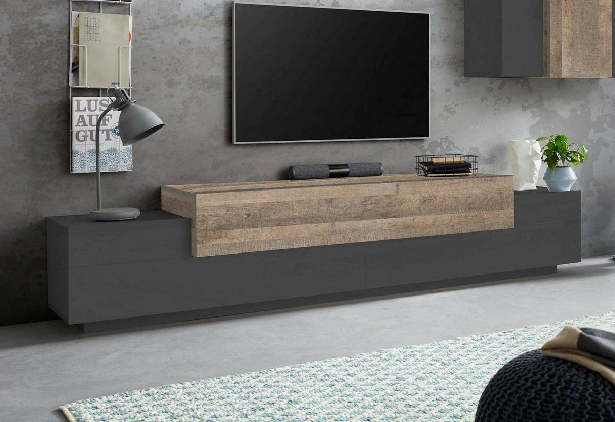 FERNSEHSCHRANK Anthrazit, Ahorn 45/240/52 cm - Schwarz, Holzwerkstoff (240/52/45cm) - DMORA