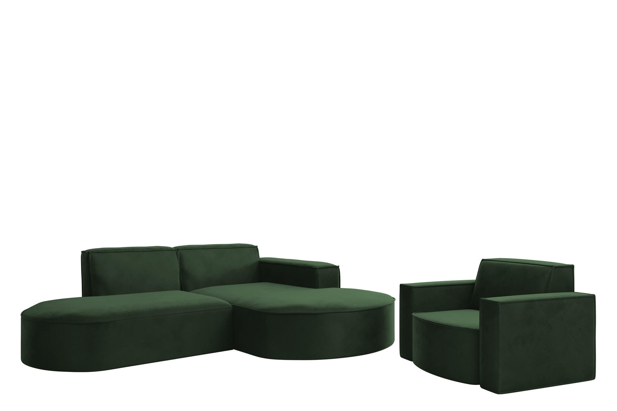 SOFASET Palma Ecksofa Sessel Opera - Grün, Holzwerkstoff/Textil (236/78/165cm) - Fun Möbel