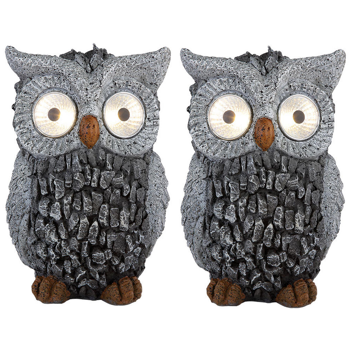 LED AUSSENLEUCHTE Steinoptik Grau 2er Set - Grau, Kunststoff (13.5/11.5/19.5cm) - Globo Lighting