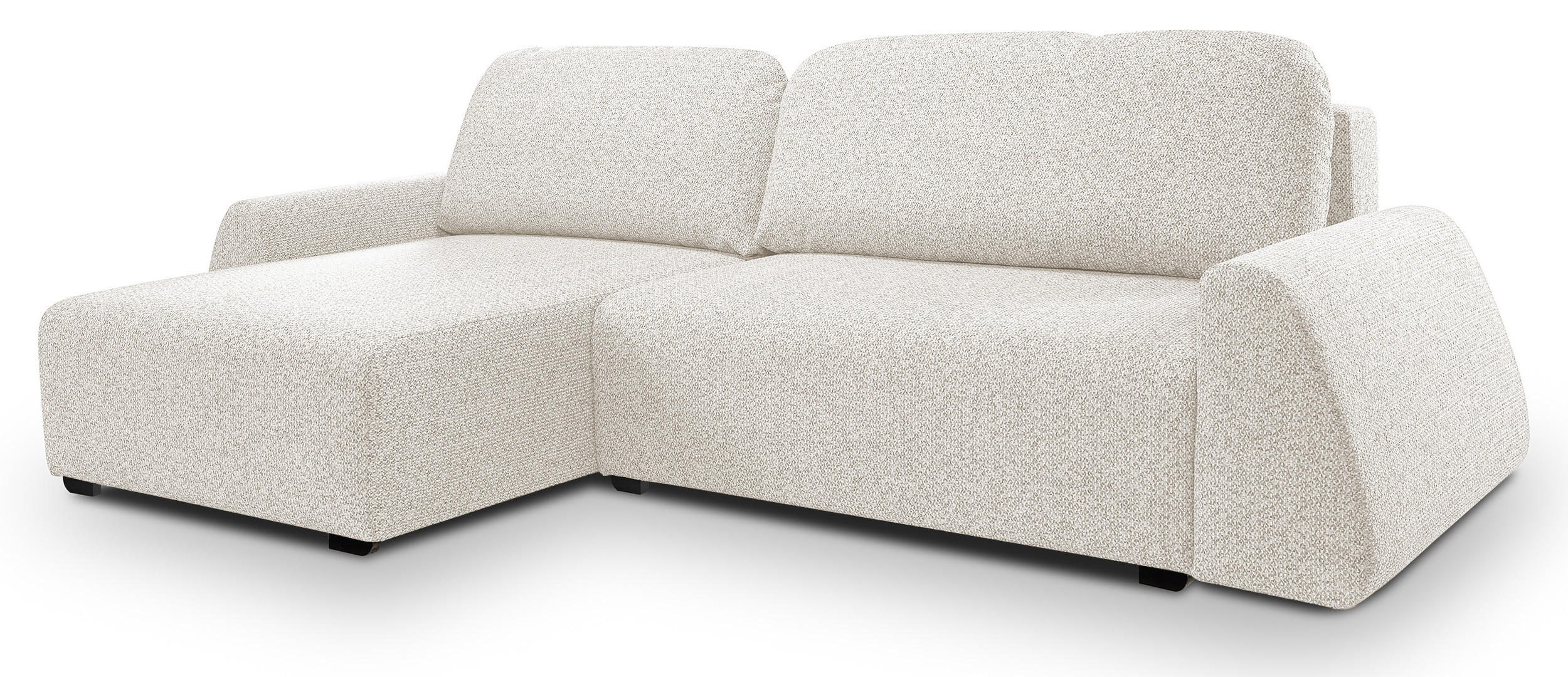 ECKSOFA ALMI mit Schlaffunktion, Bettkasten, Wellenfedern Komfortable Sitzpolsterung Elegantes Design Linke, 160x275 cm Weiß - Weiß, Holz/Textil (160/275cm) - DomoHome