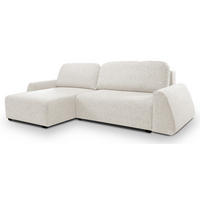 ECKSOFA ALMI mit Schlaffunktion, Bettkasten, Wellenfedern Komfortable Sitzpolsterung Elegantes Design Linke, 160x275 cm Weiß - Weiß, Holz/Textil (160/275cm) - DomoHome