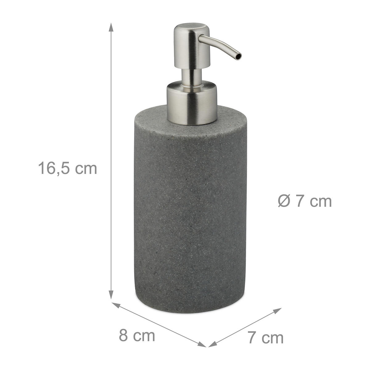 SEIFENSPENDER - Grau, Kunststoff/Metall (7/16.5/8cm) - Relaxdays