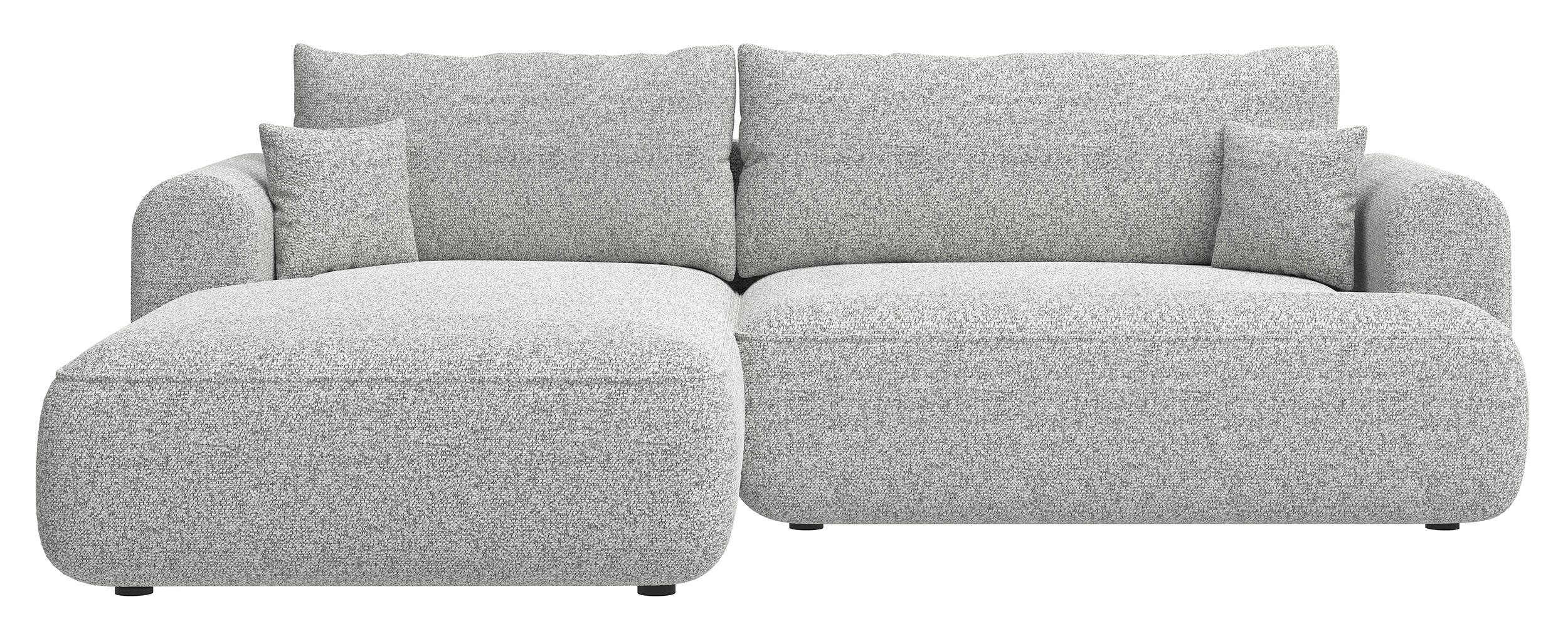 ECKSOFA Ovo Hellgrau Webstoff-Bezug - Hellgrau/Schwarz, Kunststoff/Textil (260/165cm) - Selsey