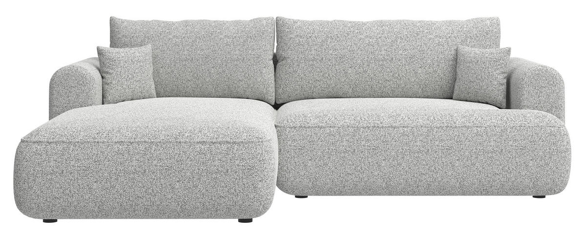 ECKSOFA Ovo Hellgrau Webstoff-Bezug - Hellgrau/Schwarz, Kunststoff/Textil (260/165cm) - Selsey