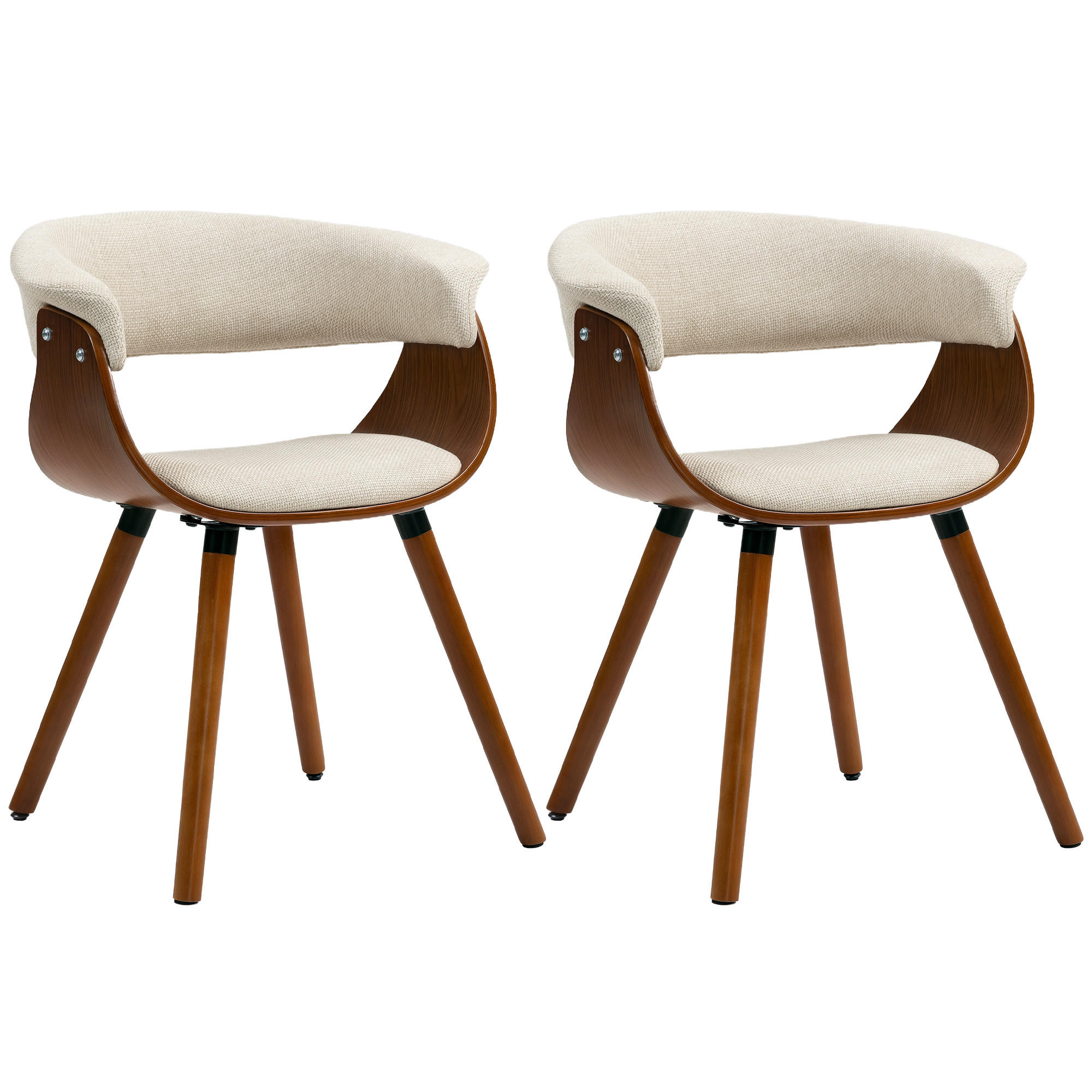 ARMLEHNSTUHL 2er-Set DE-13356 gebogene Rückenlehne Beige - Beige, Holz (55/75/62cm) - ComfortXL