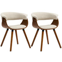 ARMLEHNSTUHL 2er-Set DE-13356 gebogene Rückenlehne Beige - Beige, Holz (55/75/62cm) - ComfortXL