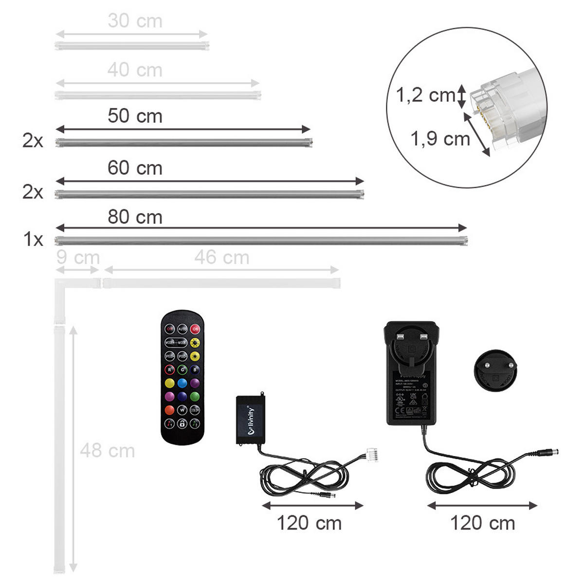 LED-PÁSEK Bílá - bílá, kov (1.5/300/1.5cm) - Vicco