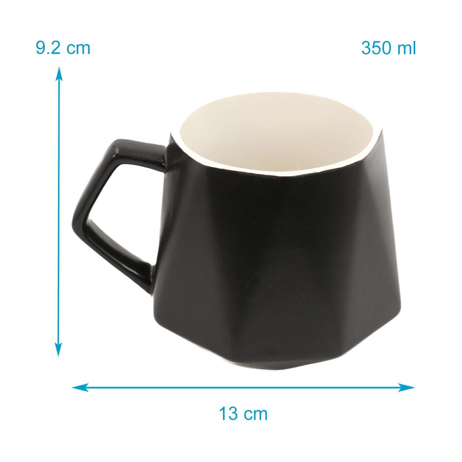 TEETASSE in Feinschliff Optik 350 ml (2-tlg.) - Schwarz, Keramik (0.35L) - Intirilife