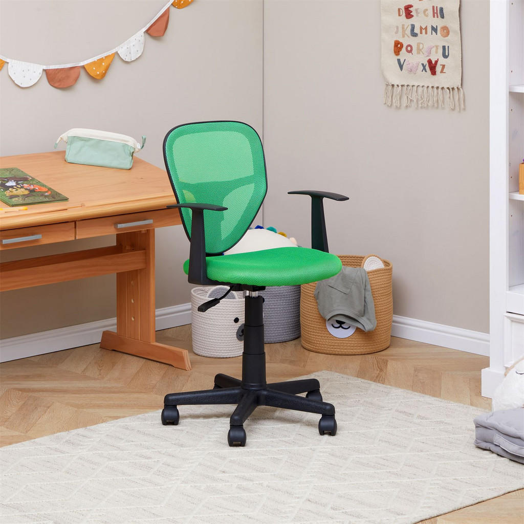 Thumbnail - CARO-Möbel Kinderdrehstuhl, Dunkelgrün, Textil, Mode, 53x92x52 cm, Arbeitszimmer, Bürostühle, Jugend- & Kinderschreibtis...