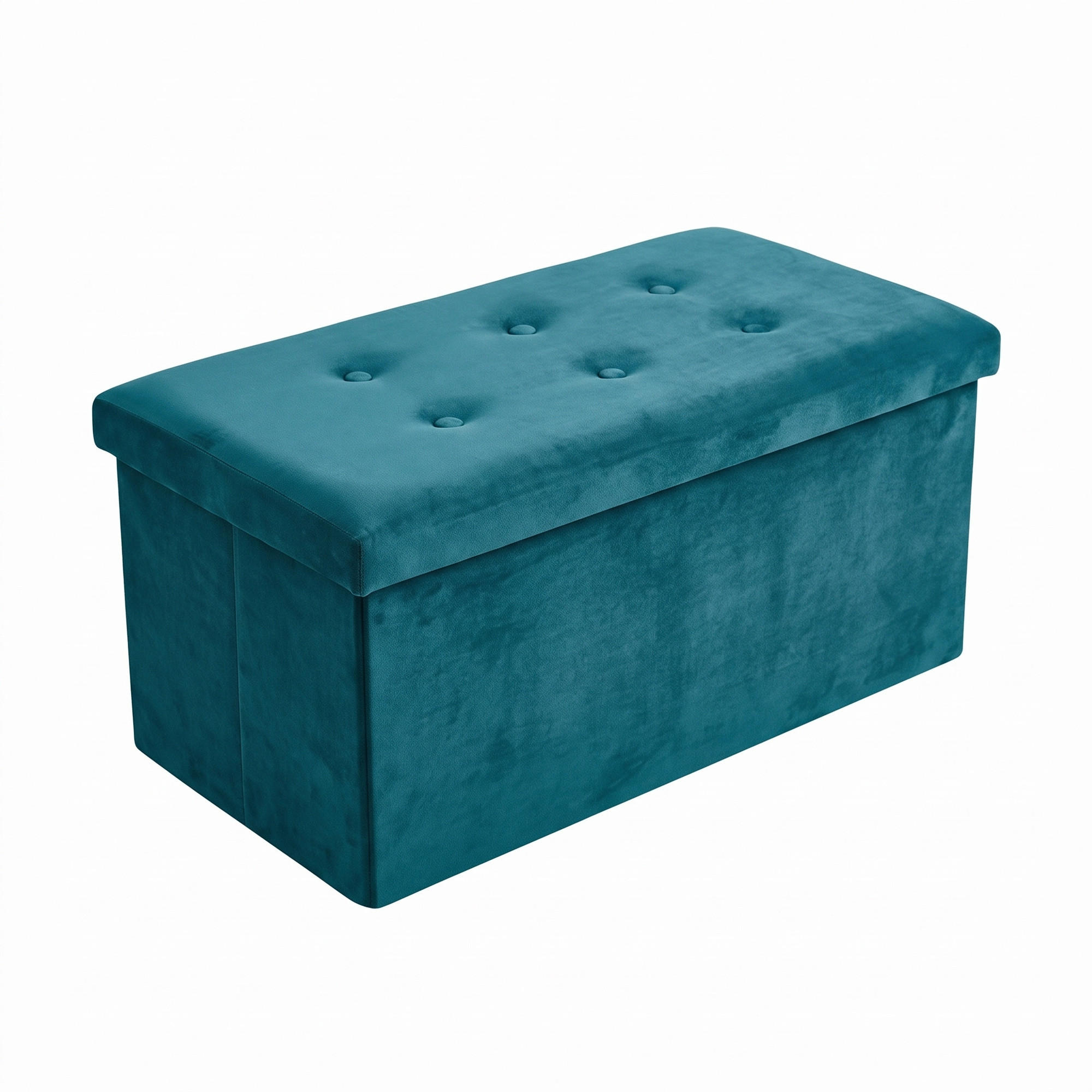 SAMTHOCKER mit Stauraum 76/38/38 cm - Blau, Textil (38/38/76cm) - SCENA LIVING