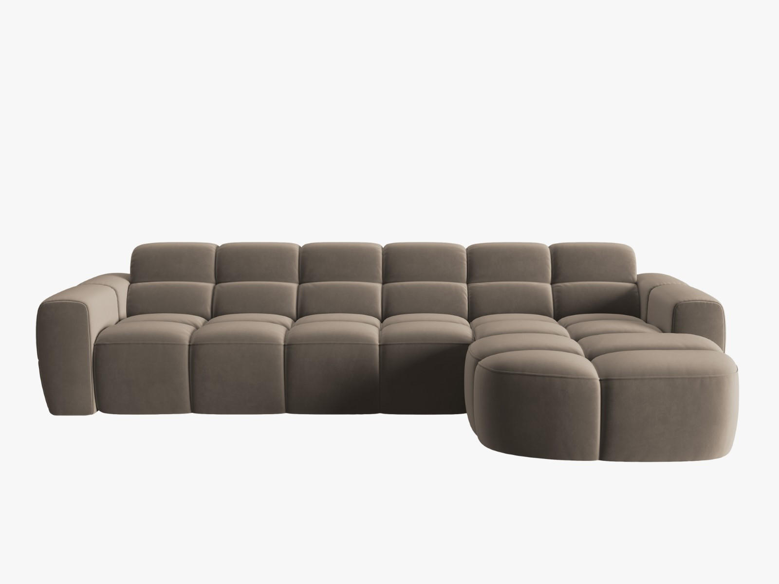 ECKSOFA rechts Lisa aus Samt hellbraun 4 Sitzplätze - Hellbraun, Textil (170/310cm) - Micadoni