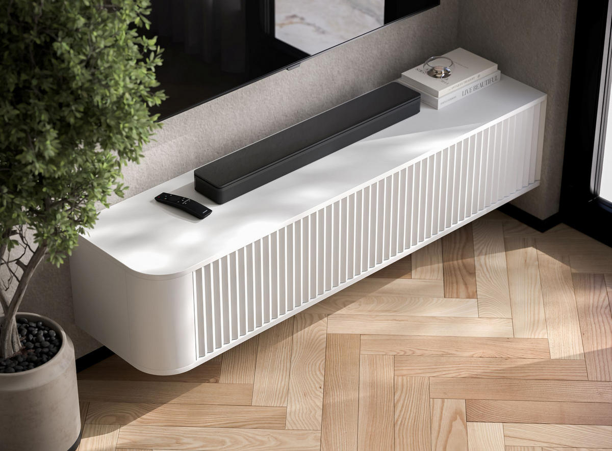 TV komoda Aurora matná čierna 140 cm s nízkymi nožičkami - čierna, kompozitné drevo (140/31/35cm) - Meble Lindner