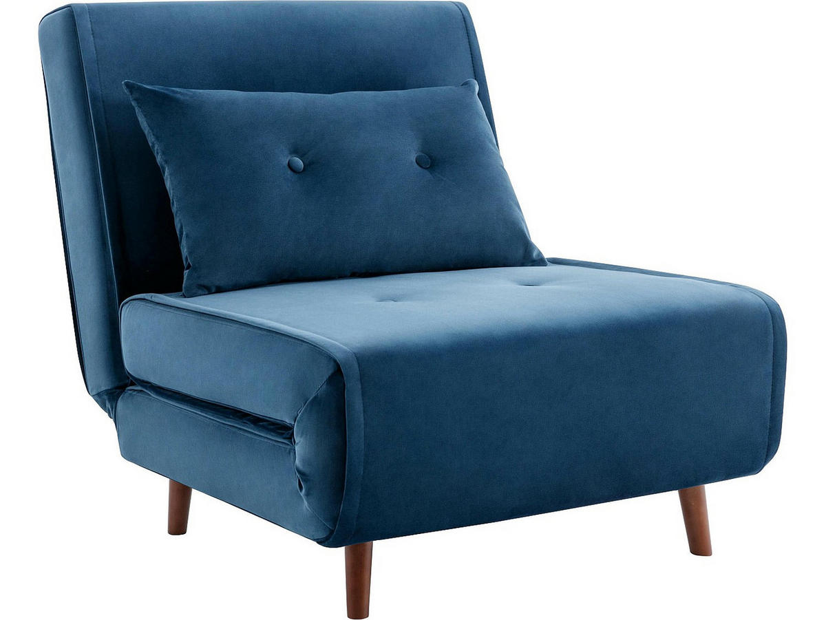 SCHLAFSESSEL - 1 Person-Sitzer - Samt, Stoff - Marineblau - - Dunkelblau, Textil (77/81/91cm) - Vente-Unique