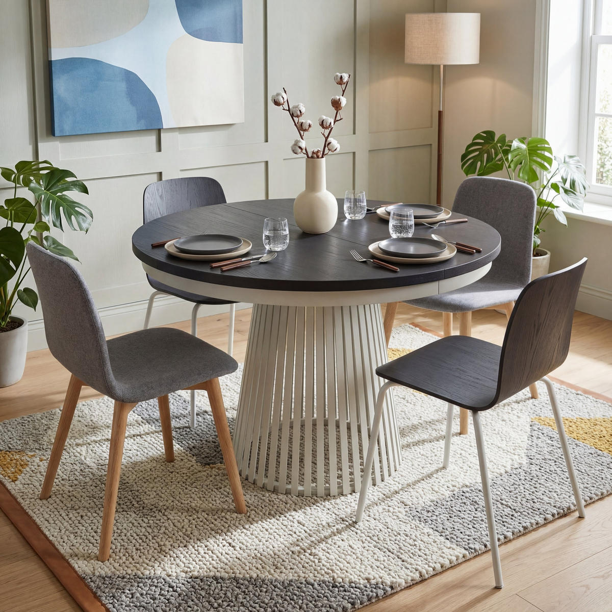 ESSTISCH TRAVIS Ausziehbar 100 - 180 / 100 x 76,6 cm - Kaschmir/Schwarz, Holz (100/100/76.6cm) - MASSENO