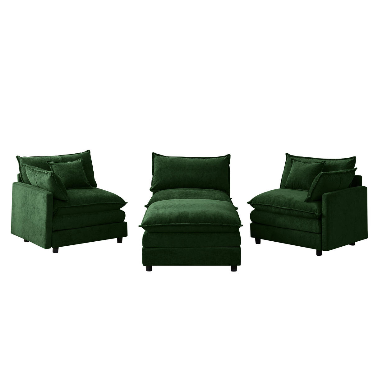 ECKSOFA 267/154/85 cm grün aus Chenille mit Hocker und modularem Design - Grün, Textil (154/267cm) - OKWISH