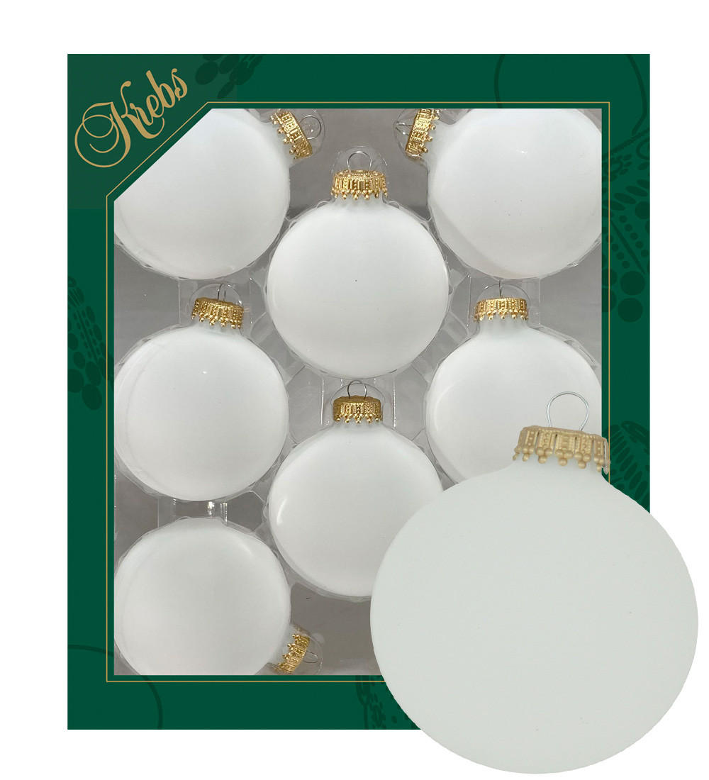 CHRISTBAUMKUGELN Uni-Design Mirella Weiß 7cm (Glas / 8 Stk.) - Weiß, Glas (7/7/7cm) - Krebs Glas Lauscha