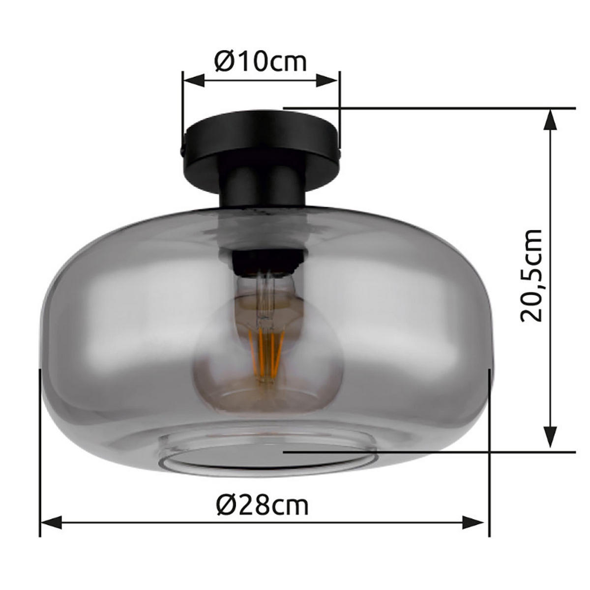LED DECKENLEUCHTE Metall Schwarz - Schwarz, Glas (28/28/20.5cm) - Globo Lighting