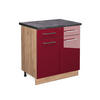 KÜCHENUNTERSCHRANK Fame-Line Bordeaux Hochglanz 80 cm, AP Anthrazit - Bordeaux/Eiche Wotan, Holzwerkstoff (80/82/60cm) - Vicco