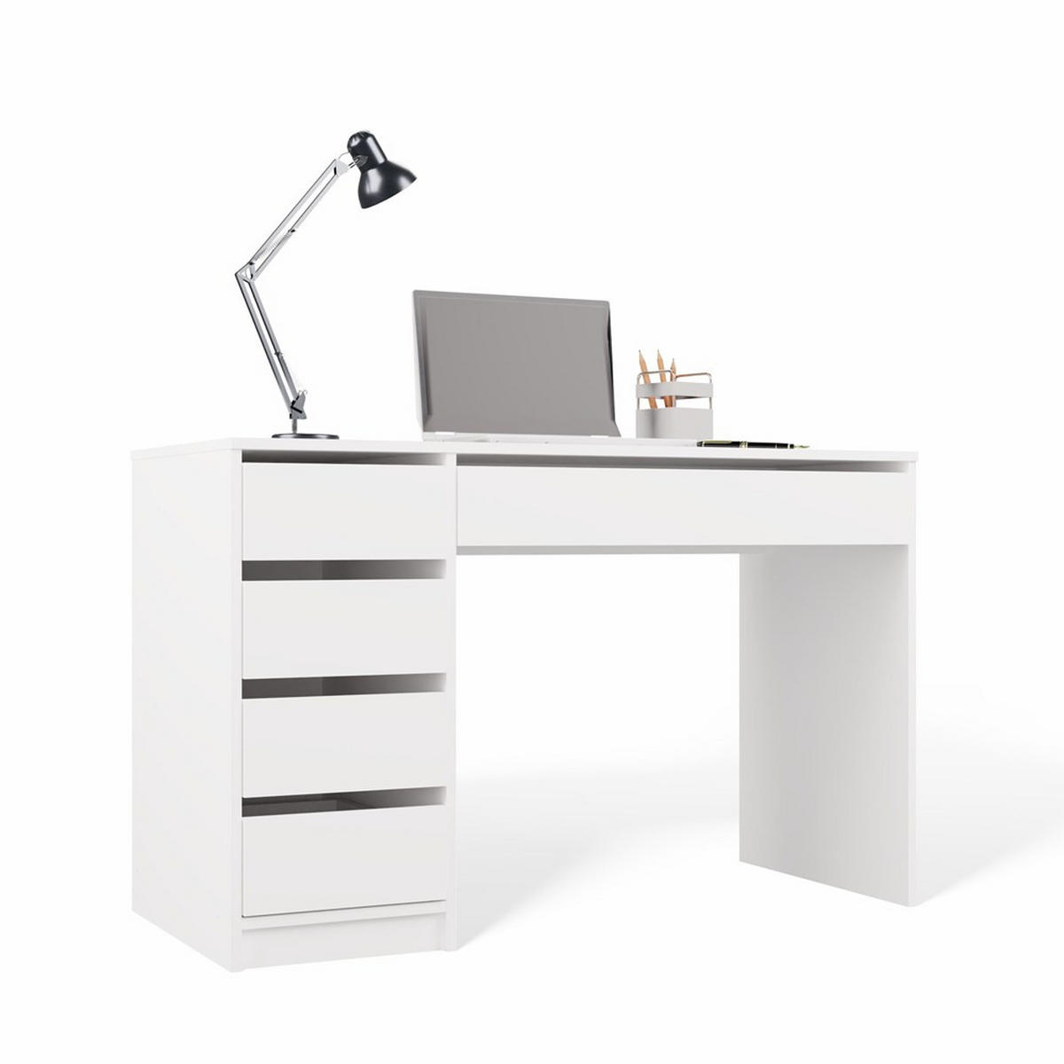 SCHREIBTISCH Weiß 120/77/55 - Weiß, Holzwerkstoff (55/120/77cm) - RAUMHIRSCH FURNITURE