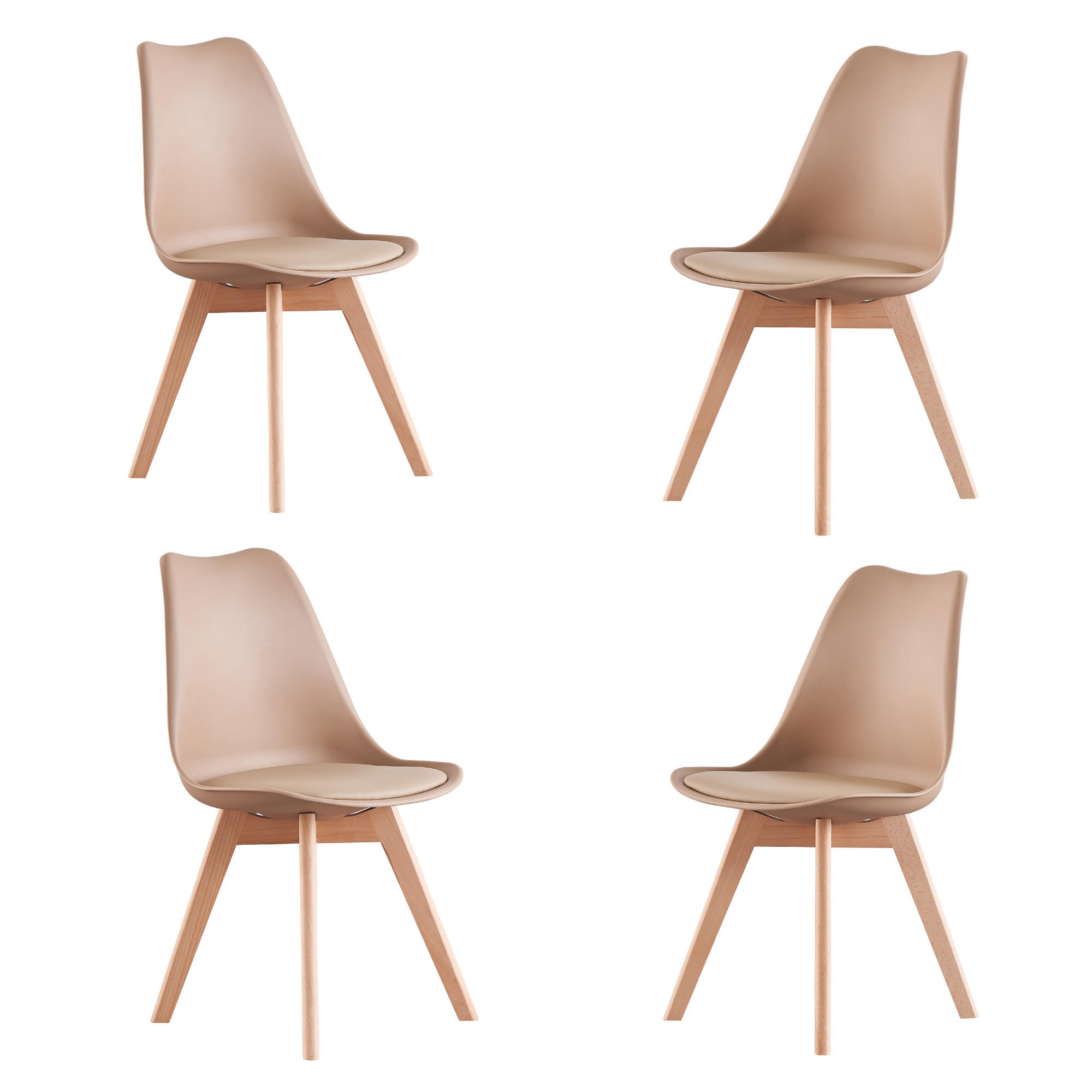 ESSZIMMERSTUHL Kunststoff 4-teilig Hellbraun - Beige, Kunststoff (48/83/44cm) - Life Interiors