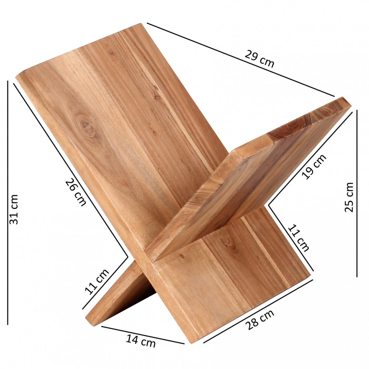 ZEITUNGSSTÄNDER Massivholz Handgefertigt X-Form, Beige 29x28x31 cm - Beige/Braun, Holz (29/31/28cm) - KADIMA DESIGN