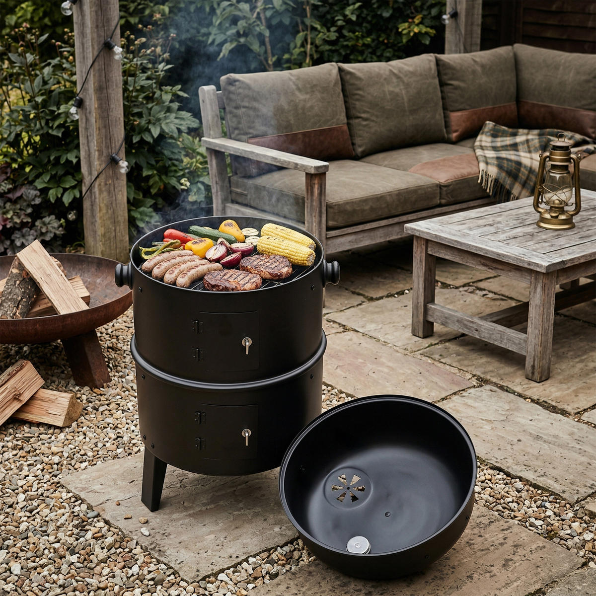 SMOKER - Schwarz, Metall (47.5/79/42cm) - Relaxdays