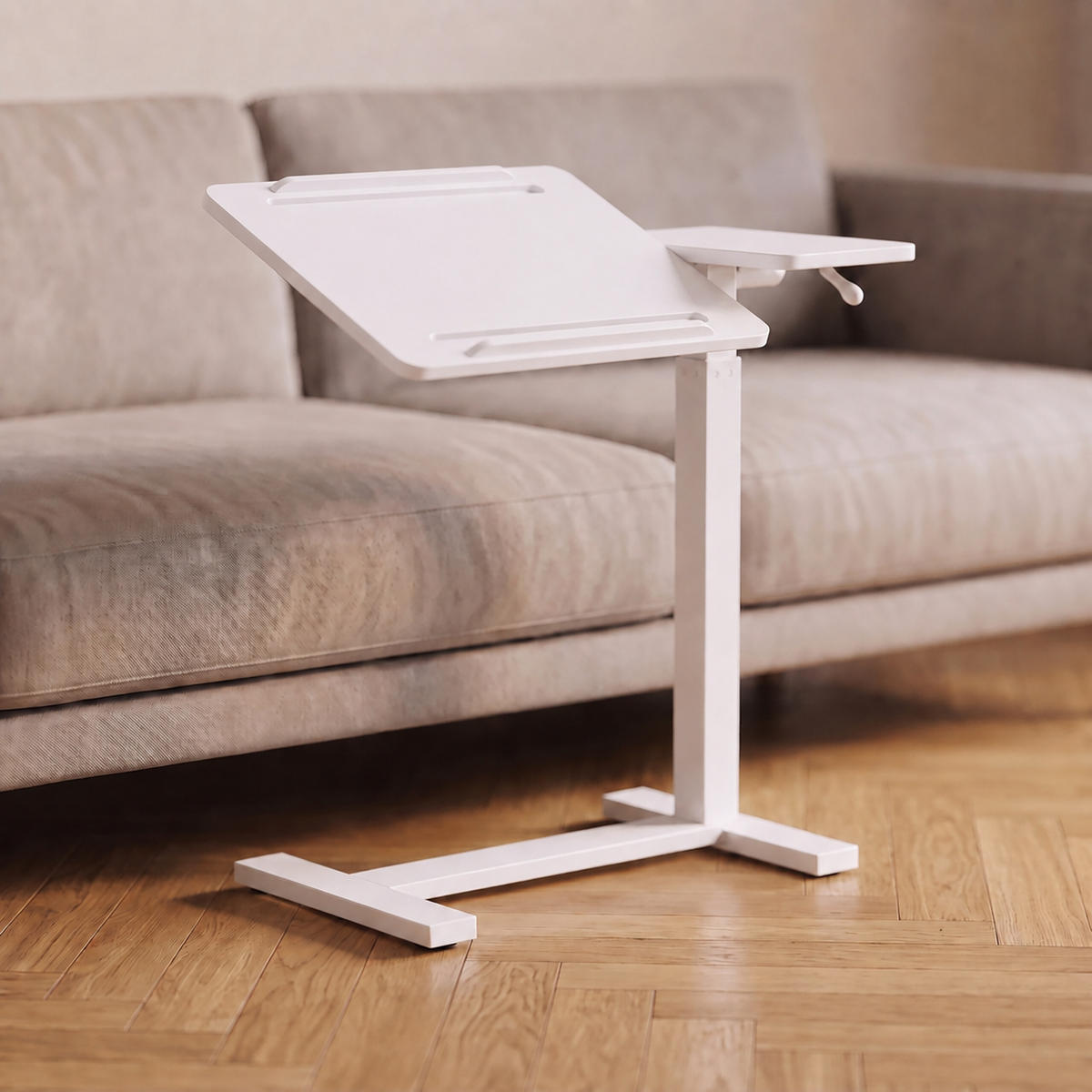 STEHPULT Weiß höhenverstellbar auf Rollen Stahl MDF 67,5 bis 102 cm - Weiß, Holzwerkstoff/Metall (40/68/102cm) - Relaxdays
