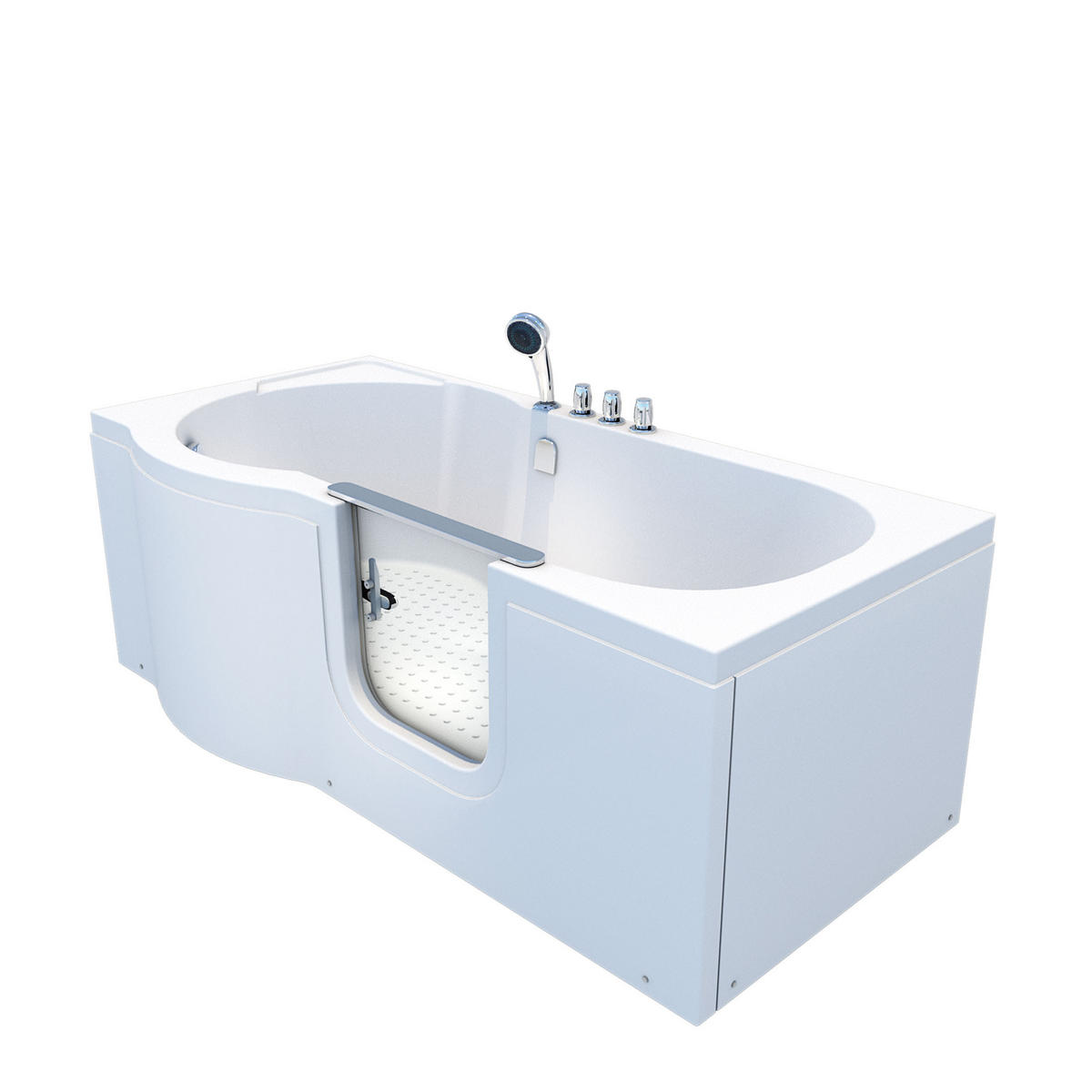 SENIORENBADEWANNE mit Tür S12-TH-R 85x170cm - Weiß, Glas/Kunststoff (170/60/85cm) - AcquaVapore by Sandra Jentho
