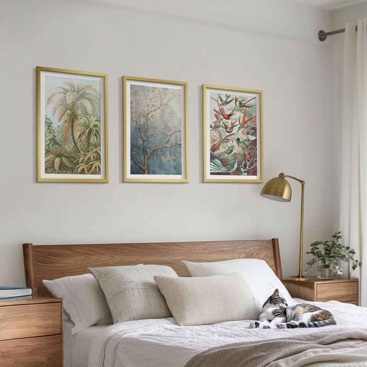 BILDER SET 3er Set - 40x60 cm Goldrahmen - Tropische Pflanzen, Vögel, Natur - Goldfarben, Kunststoff (40/60cm) - TULUP