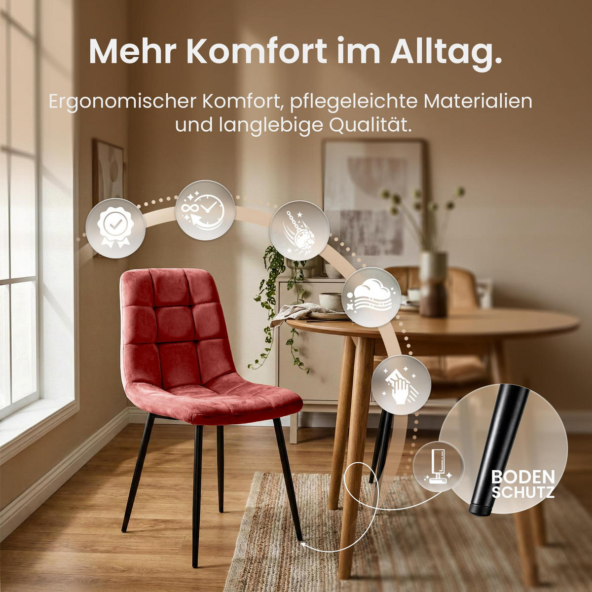 STUHL Samt Rosa - Schwarz/Rosa, Textil/Metall (45/84/55cm) - CLP