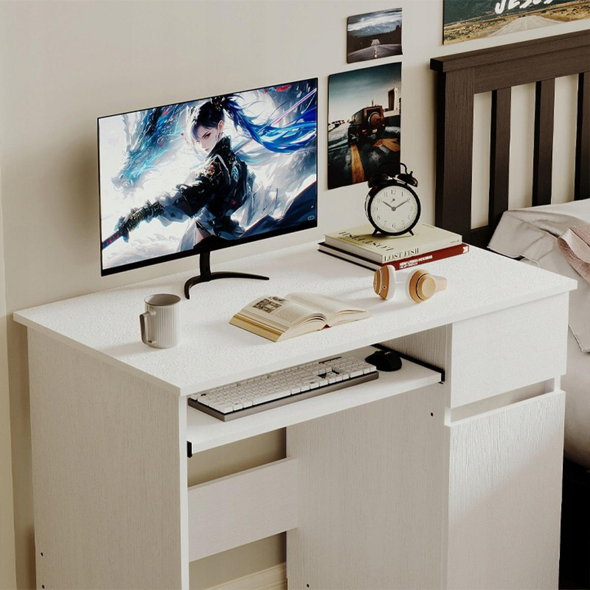 SCHREIBTISCH, weiß 90/50/75cm - Weiß, Holzwerkstoff (50/90/75cm)