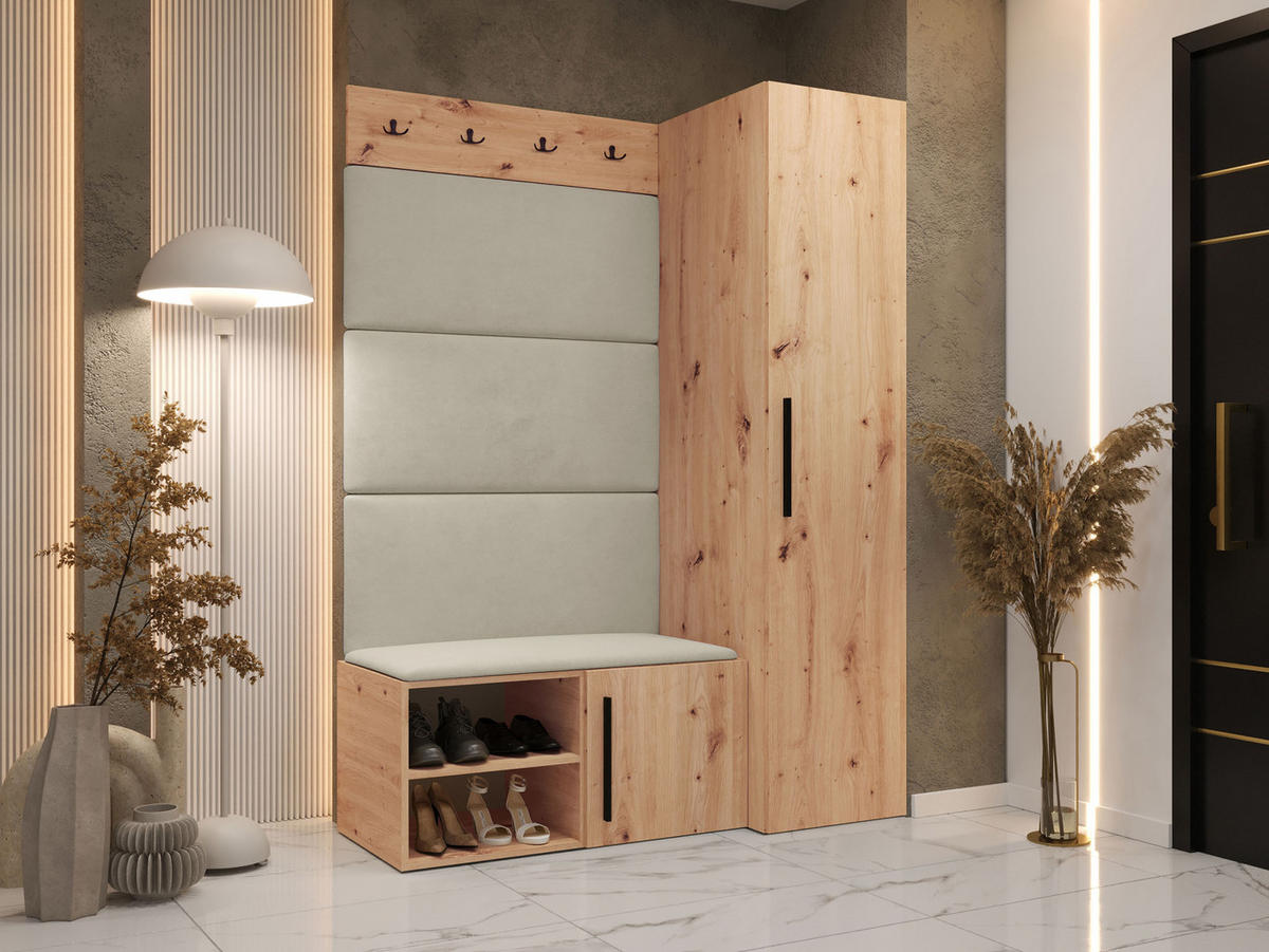 GARDEROBEN-SET Medi II - Beige/Schwarz, Holzwerkstoff/Kunststoff (40/191/50cm) - MIRJAN24