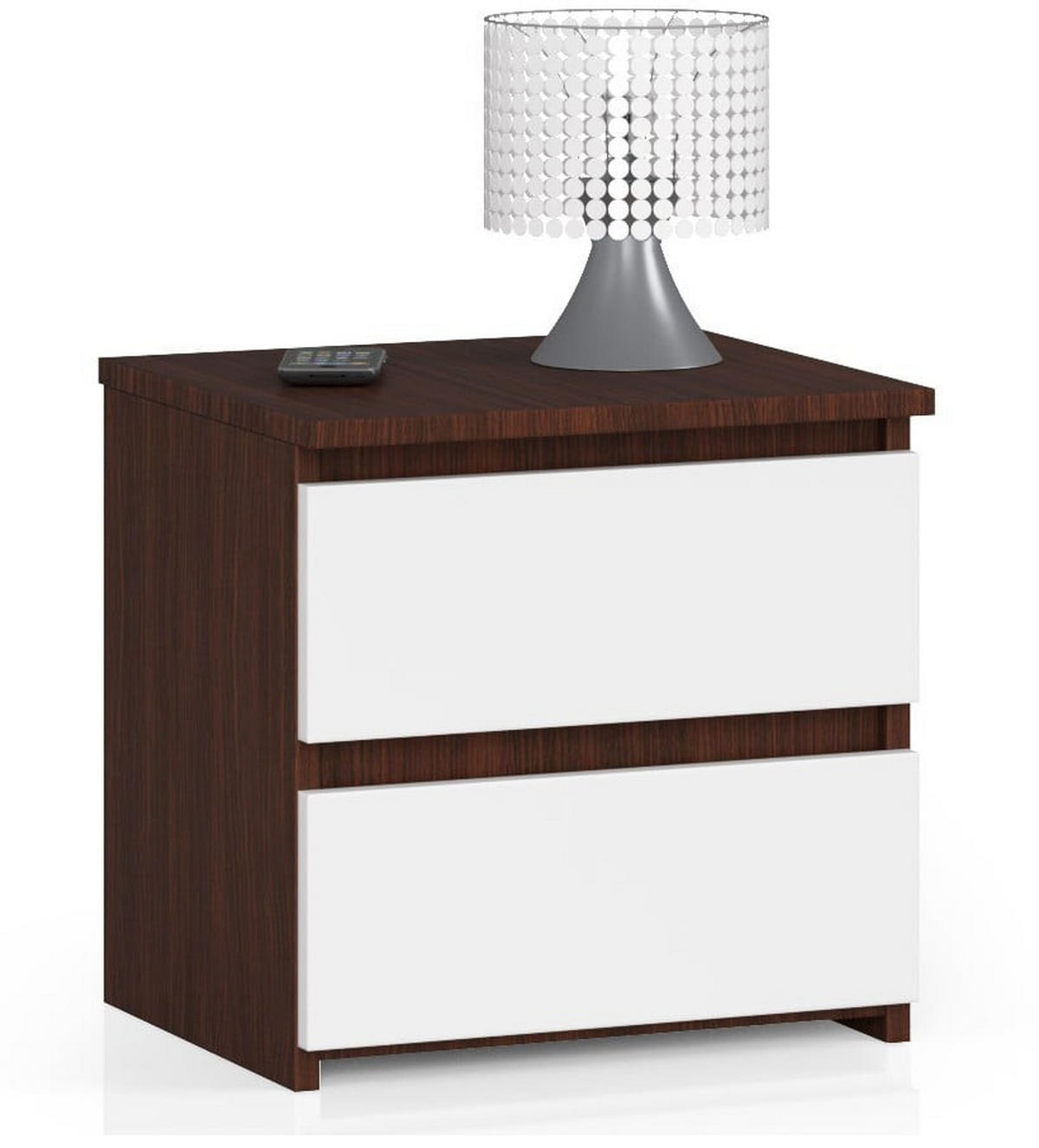 NACHTTISCH Dunkelbraun, Weiß 40/40/35 - Dunkelbraun/Weiß, Holzwerkstoff (40/40/35cm) - RAUMHIRSCH FURNITURE