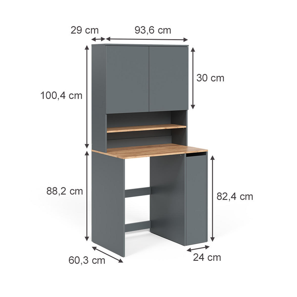 WASCHMASCHINENSCHRANK Viktor Anthrazit/Goldkraft Eiche 93.6 x 88.2 cm 2 Teile mit Regal - Honigeiche/Anthrazit, Holzwerkstoff (93.6/88.2/60.3cm) - Vicco