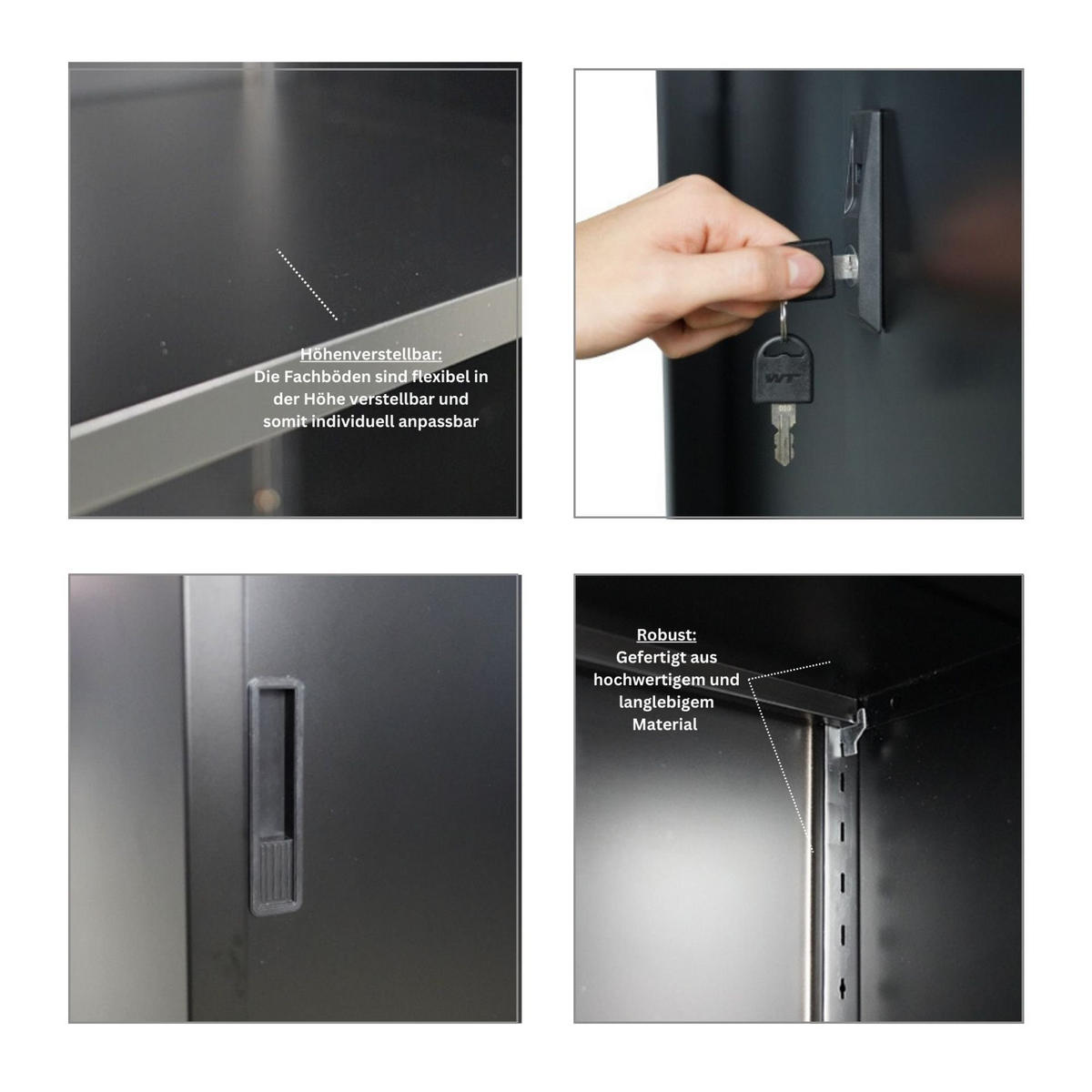 AKTENSCHRANK Elephant 2er-Set mit Schiebetüren 90x90x40cm Schwarz - Schwarz, Metall (180/90/40cm) - PROREGAL