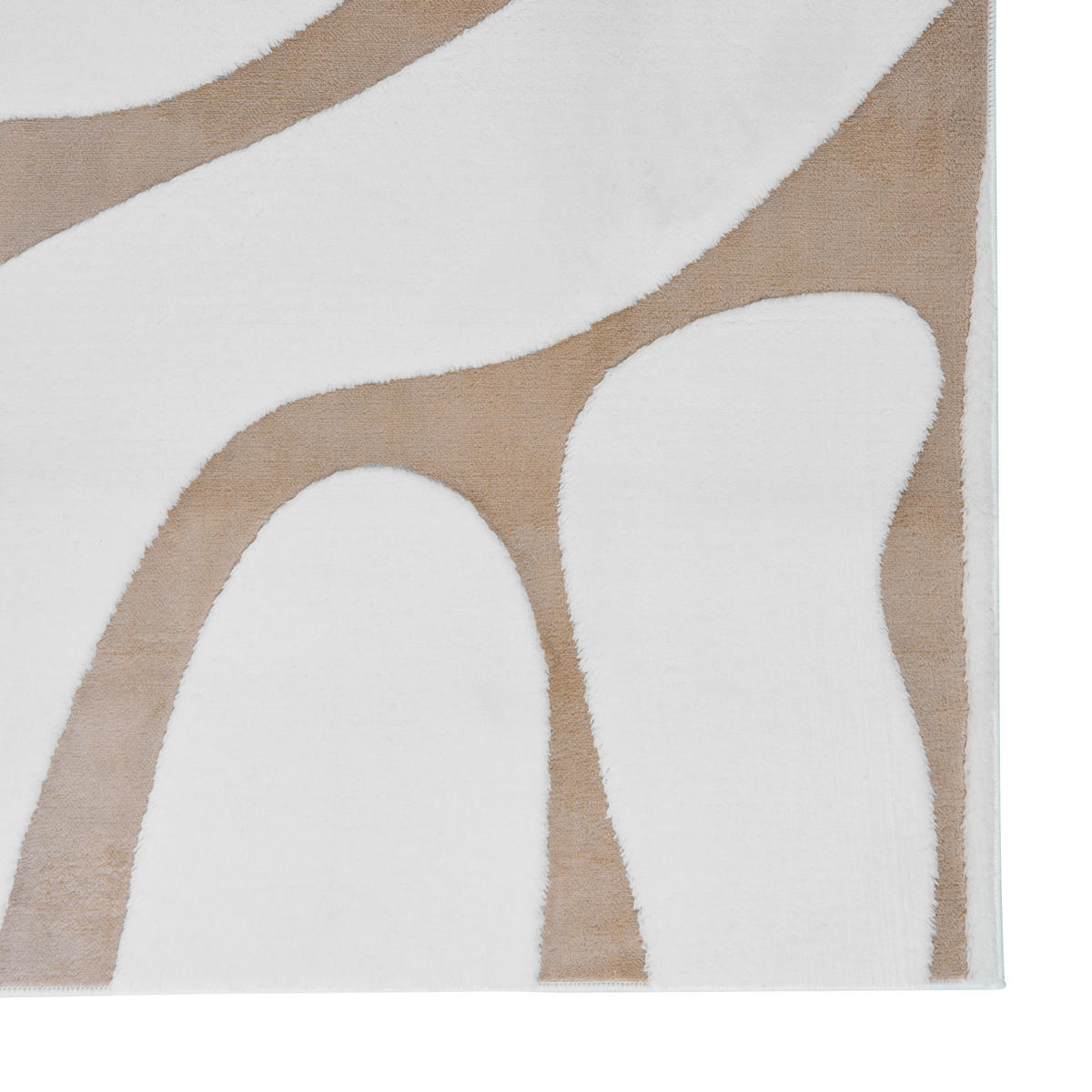 KOBEREC Béžový/Bílý 160/230 cm Hartz - bílá/krémová, textil (160/230cm) - Beliani
