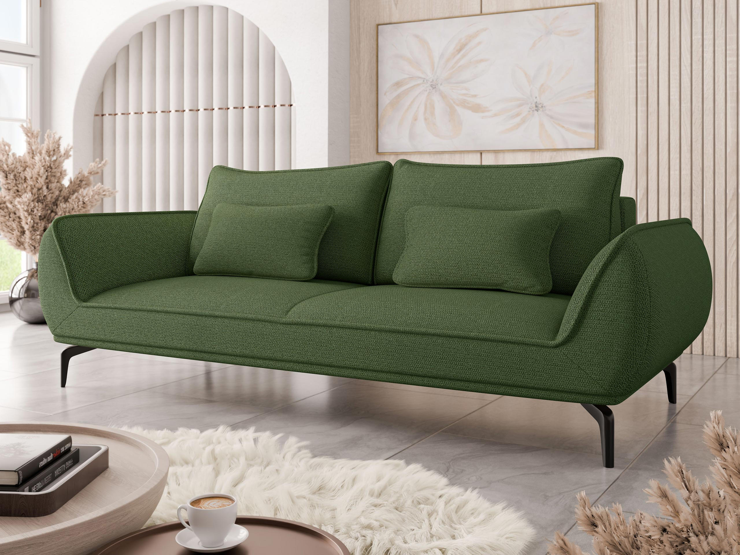 SCHLAFSOFA Cavo 3R - Schwarz/Grün, Holz/Textil (249/86/118cm) - MIRJAN24