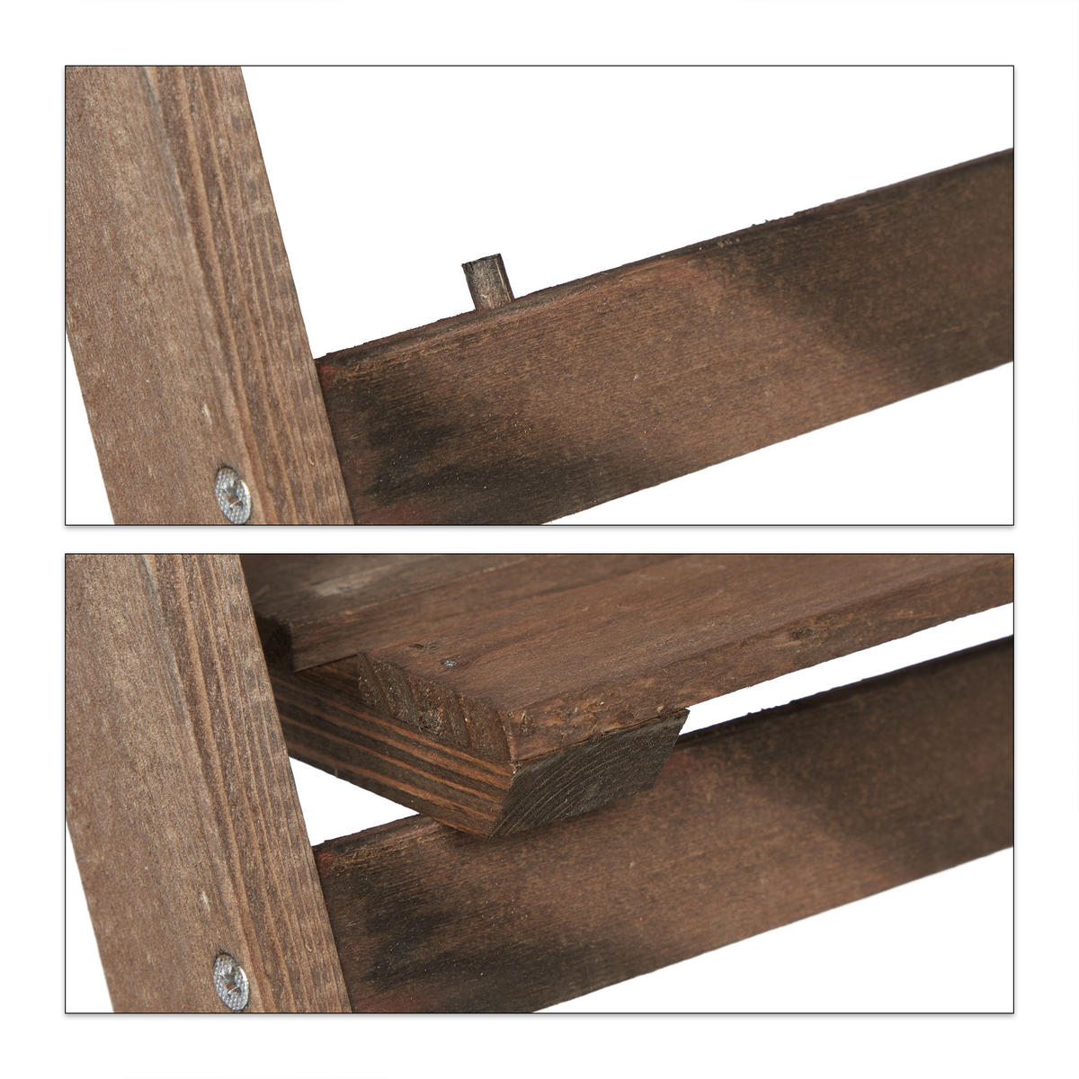BLUMENTREPPE - Dunkelbraun, Holz (41/51.5/24cm) - Relaxdays