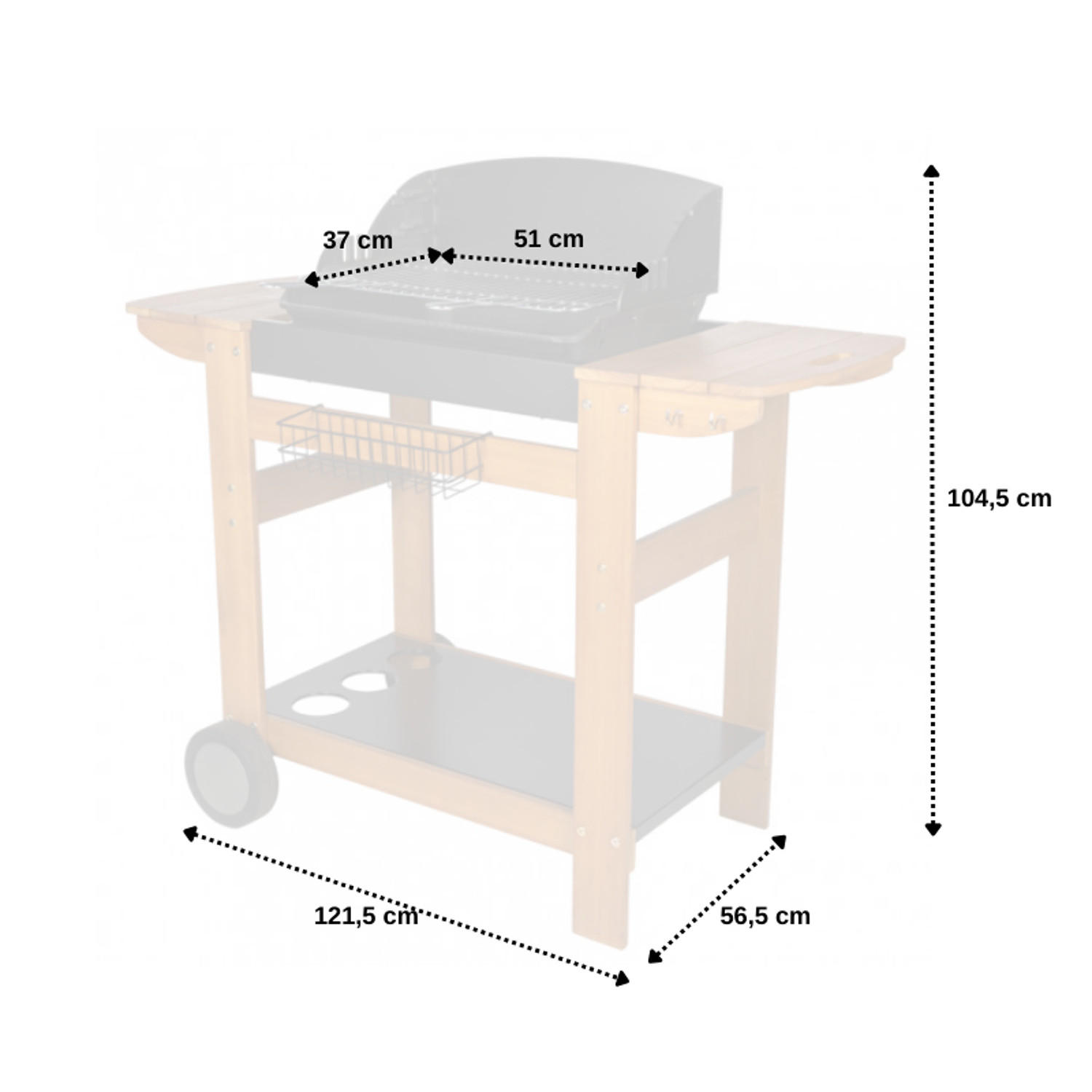 HOLZKOHLEGRILL Schwarz - Schwarz, Metall (117/104.5/117cm) - Somagic