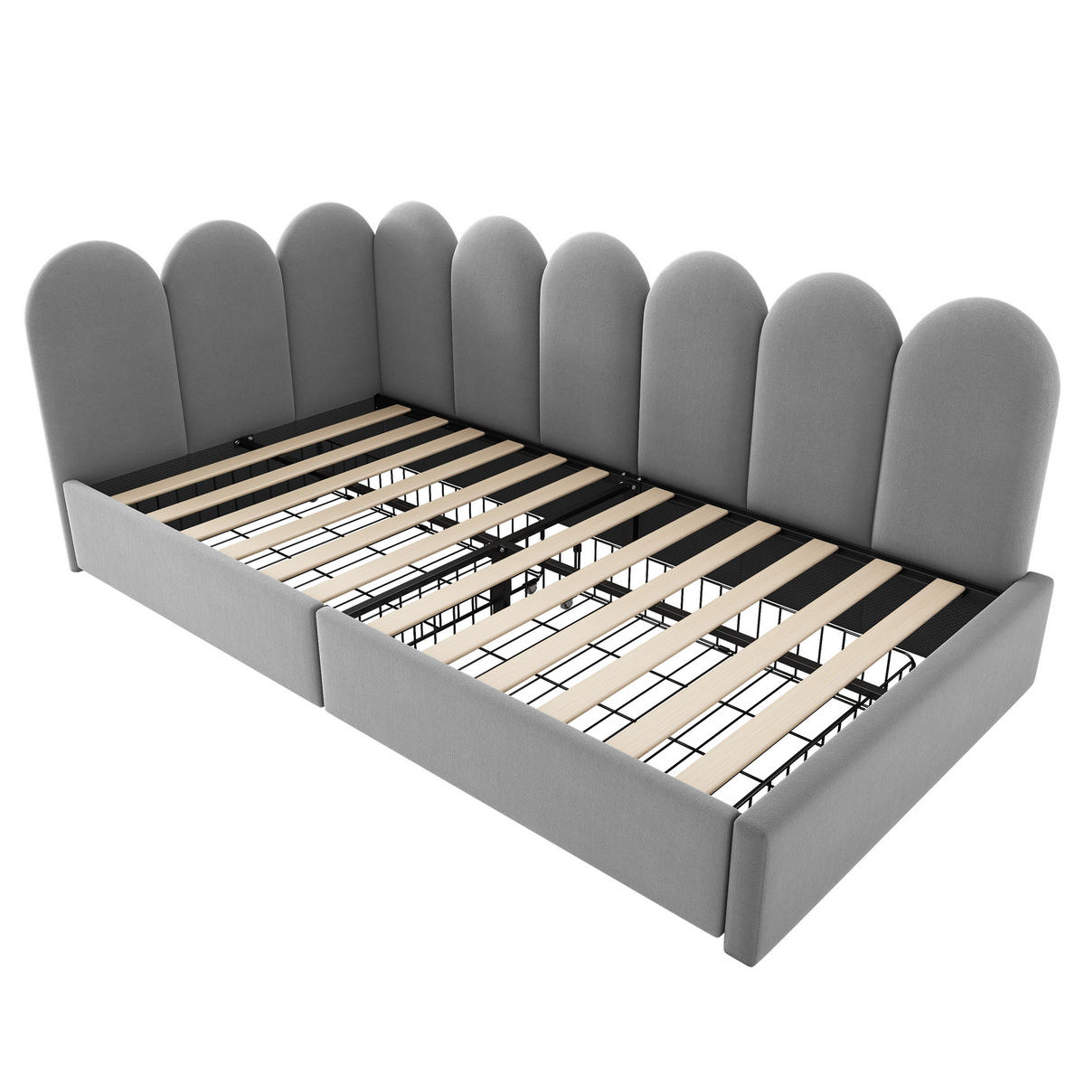 POLSTERBETT aus Samt 90x190 cm in Grau mit 2 Schubladen - Grau, Textil (90/190cm) - Modfu