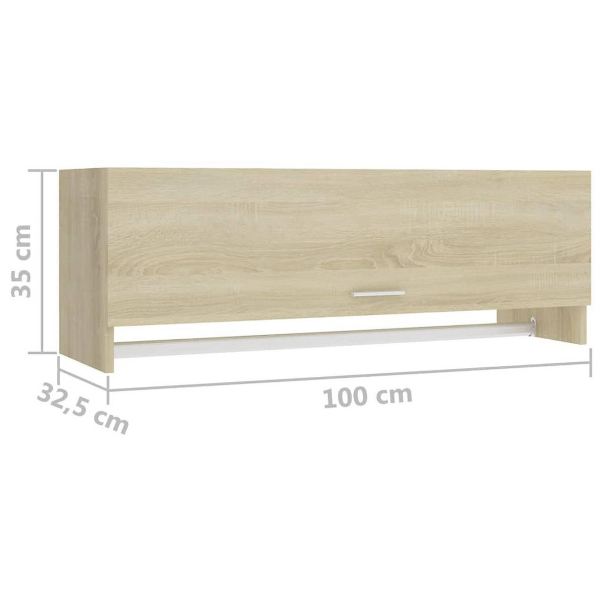 HÄNGESCHRANK mit 1 Kleiderstange 100/32,5/35 cm aus Holzwerkstoff Sonoma-Eiche Dekor - Sonoma Eiche, Holz (100/35/32.5cm) - vidaXL