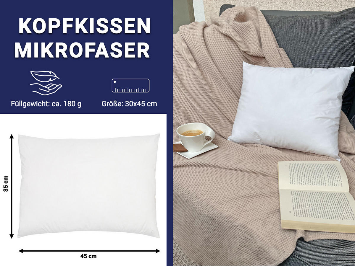 KOPFKISSEN, 35x45 cm, 65% Polyester, 35% Baumwolle, Weiß - Weiß, Textil (35/45cm) - Zollner