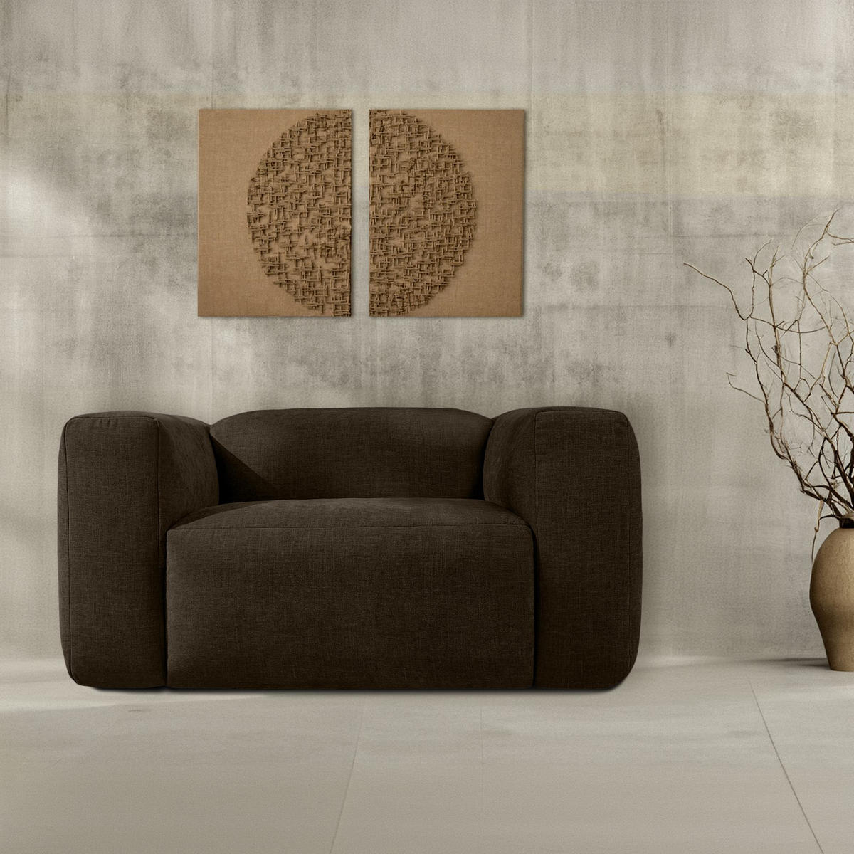 SESSEL BUFFO , Braun - Braun, Textil (130/73/96cm) - KONSIMO®