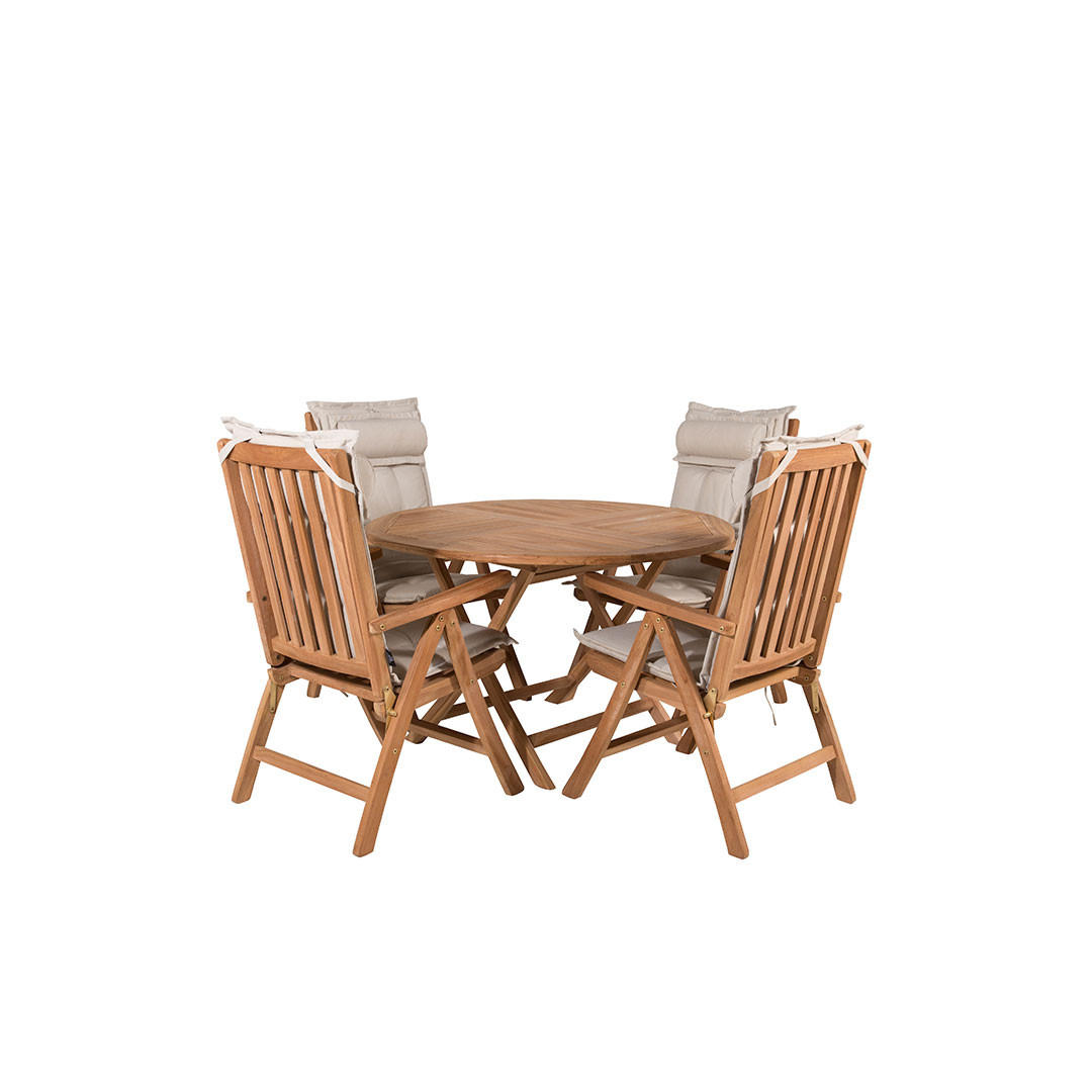 GARTENSET, Kenya, Tisch Natur, Teak., 120 x 120 x 75 cm, 5-teilig - Naturfarben, Holz - ebuy24