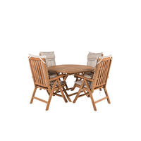 GARTENSET, Kenya, Tisch Natur, Teak., 120 x 120 x 75 cm, 5-teilig - Naturfarben, Holz - ebuy24