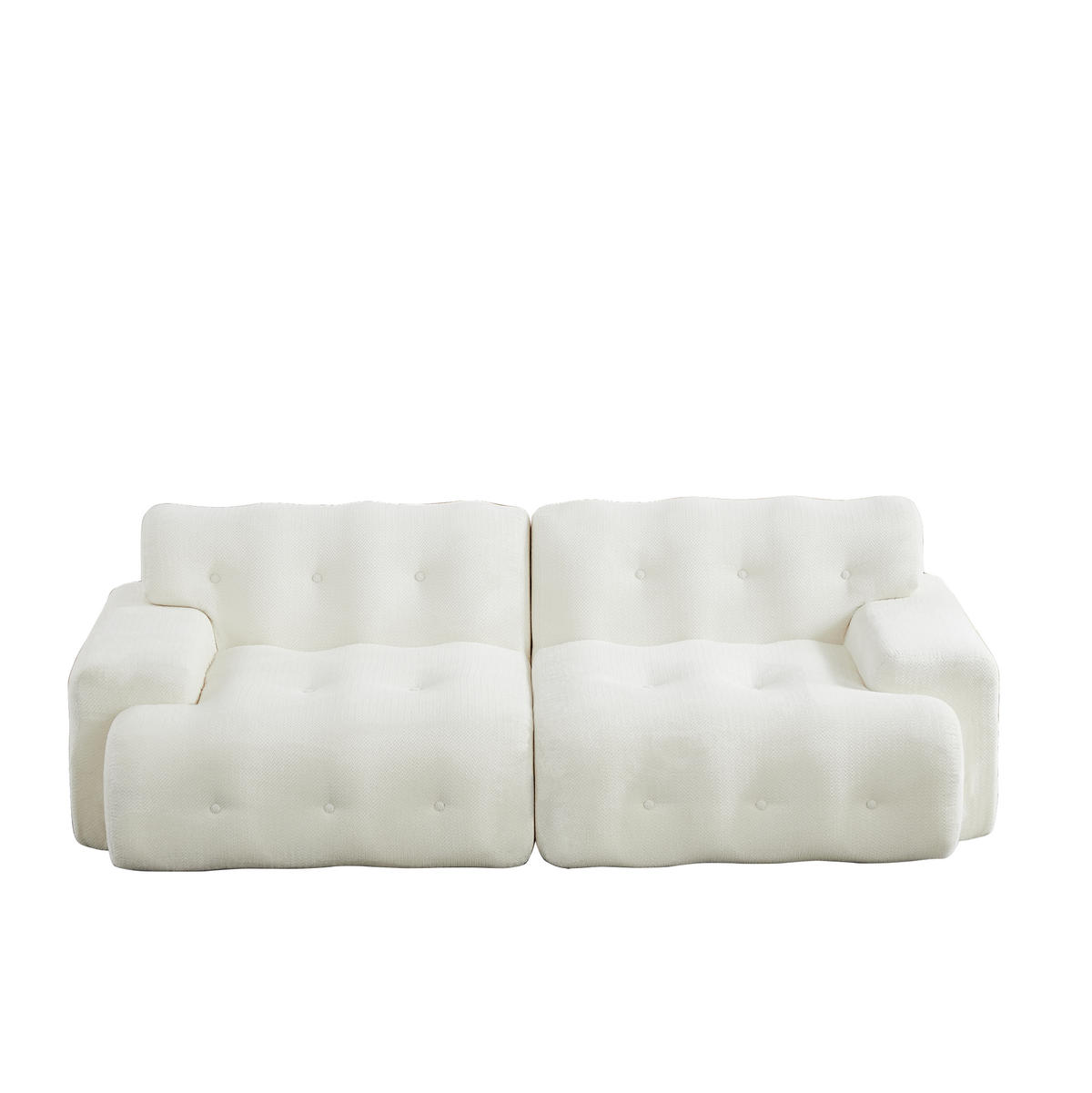 POHOVKA 224/104/66 cm béžová z chenille s oblými hranami a prošíváním s knoflíky - béžová, textil (104/66/224cm) - OKWISH